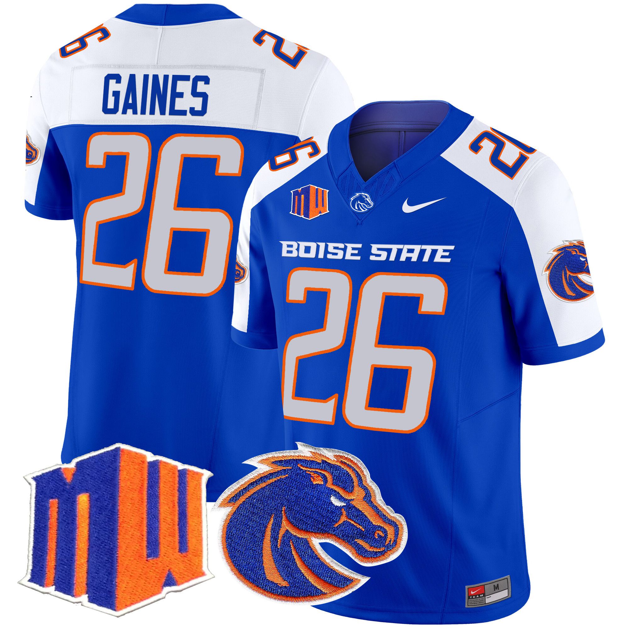 Men Boise State Broncos #26 Gaines Blue Nike 2024 Vapor Limited NCAA Jersey